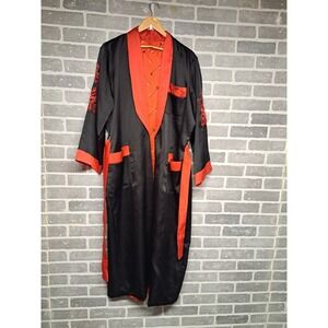Pierre Cardin Paris Vintage Black and Red Reversible Dragon Bath Robe‎ L/XL